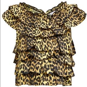 Ganni Ruffle Leopard Top size 42